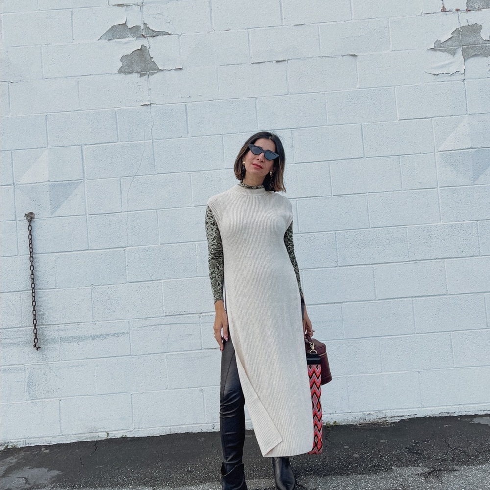 Long knit sweater with slits size xs-small